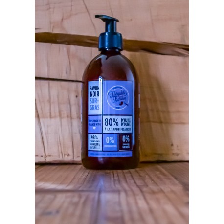 Surgras Zwarte Zeep met lavendelgeur. 500 ml.